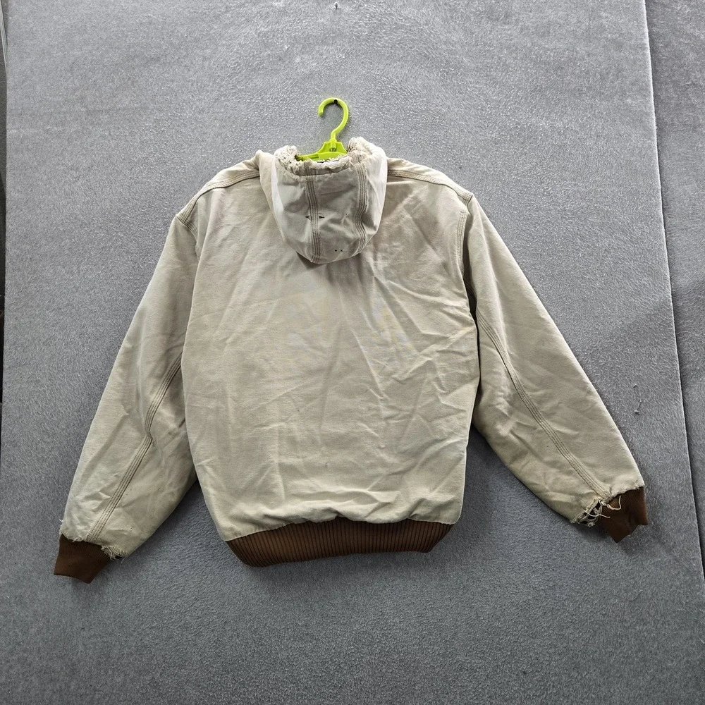 VINTAGE Carhartt Men Jacket L Tan Faded Distressed Made In USA J140 Duck